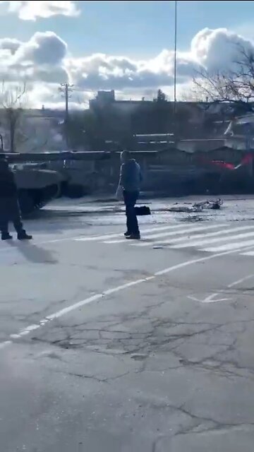 Trying to stop a tank 😢