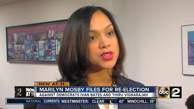 Baltimore City State's Attorney Marilyn Mosby officially files for re-election