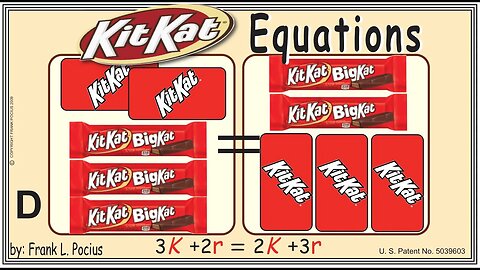 VISUAL KITKAT BIG 3K+2r=2K+3r EQUATION _ SOLVING BASIC EQUATIONS _ SOLVING BASIC WORD PROBLEMS