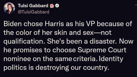 Tulsi Gabbard Blasts Joe Biden For Racist Supreme Justice Pick