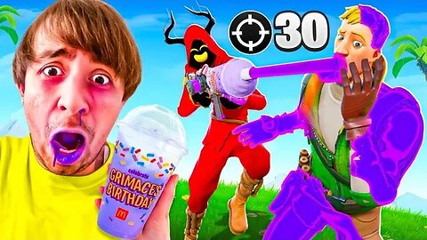 1 Elimination = 1 GRIMACE SHAKE Ordered To His House.. (Fortnite)