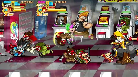 Visiting the arcade in Jitsu Squad (Nintendo Switch)