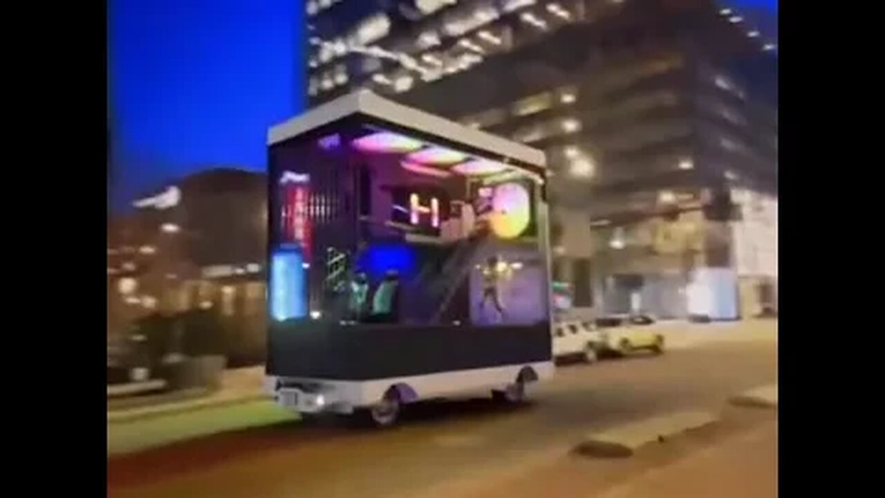 Weird Party Bus rolling down the street