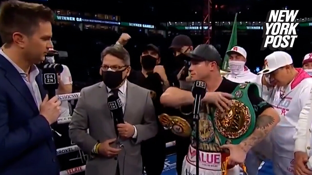 Canelo Alvarez kicks two Jake Paul fans out of ring: 'Get the f–k out'