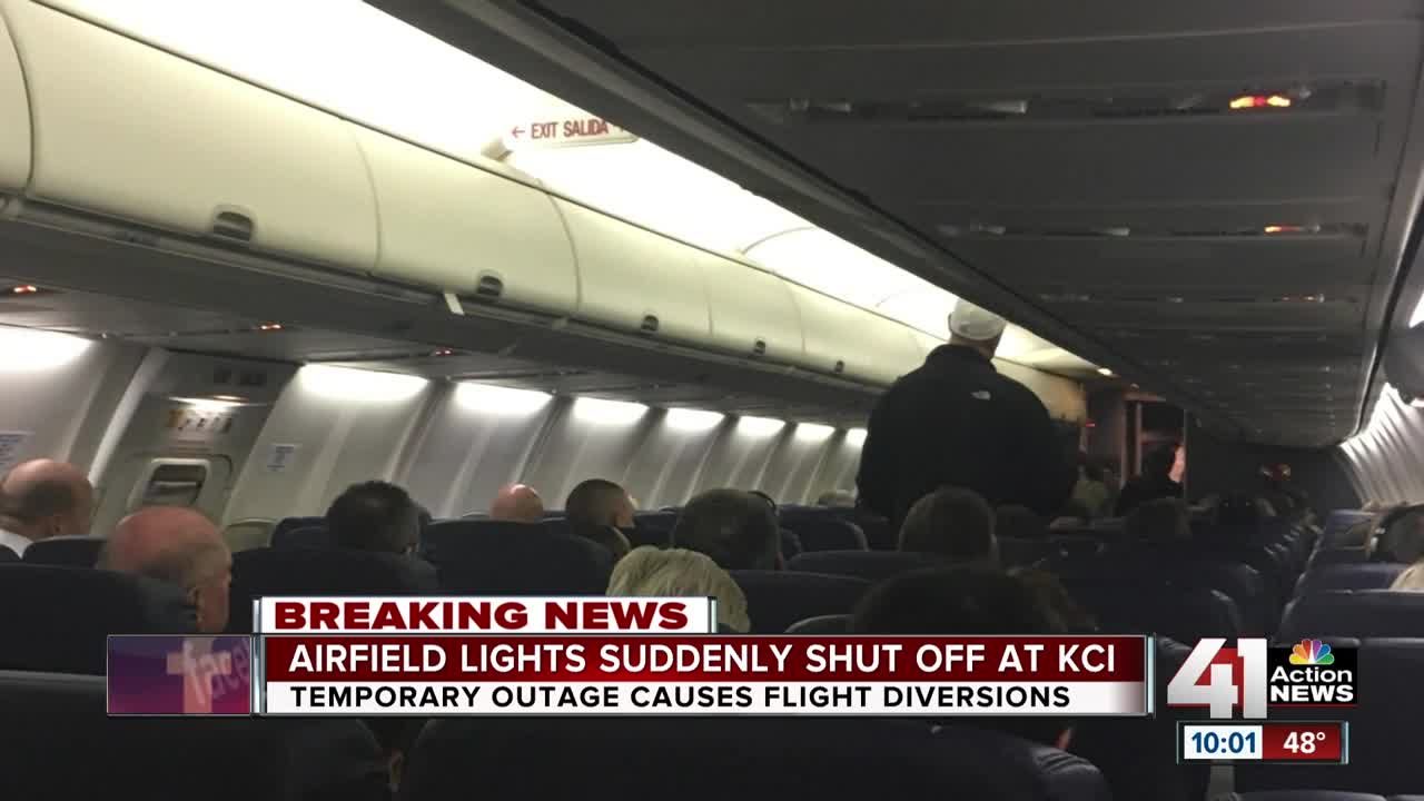 KCI airfield lights temporarily down, flights diverted