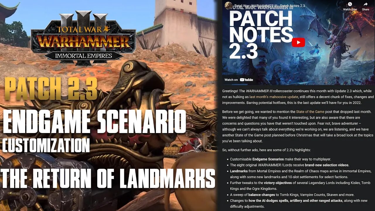 Patch 2.3 Immortal Empires End Game Crises in Multiplayer - Tomb Kings & V.Counts/Coast Adjustments