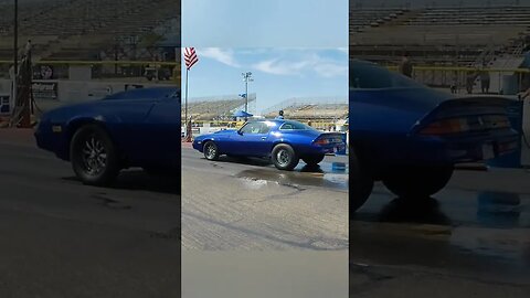 Blue Camaro with the John Force burnout!