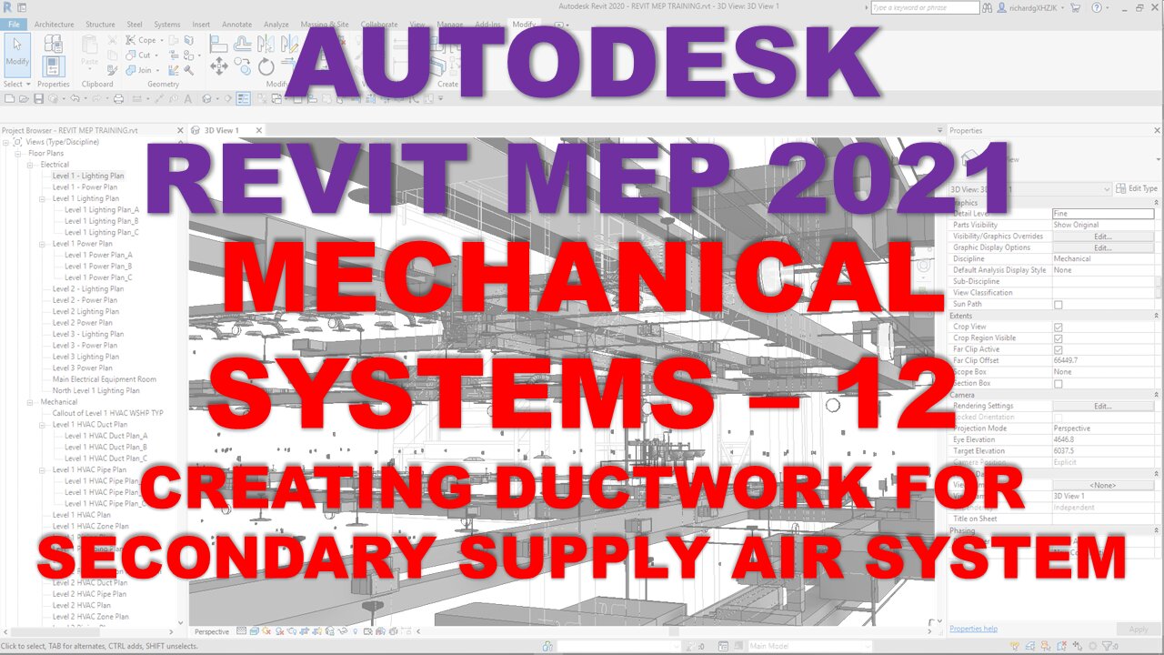 Autodesk Revit MEP 2021 - MECHANICAL SYSTEMS - CREATING DUCTWORK FOR SECONDARY SUPPLY AIR SYSTEM