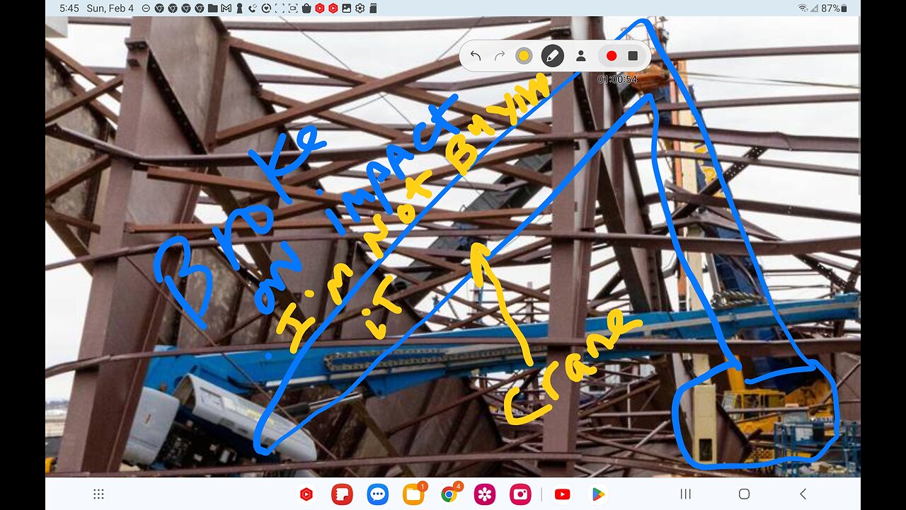 Boise Aircraft Hanger Collapse Bosie Idaho crane impact boom broke on impact, is that even possible?
