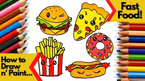 How to draw and paint Fast Food Kawaii