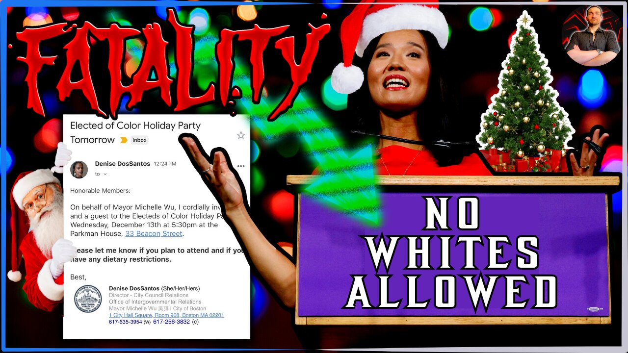 Boston Democrat Mayor Michelle Wu DEFENDS a NO WHITES ALLOWED Christmas Party!