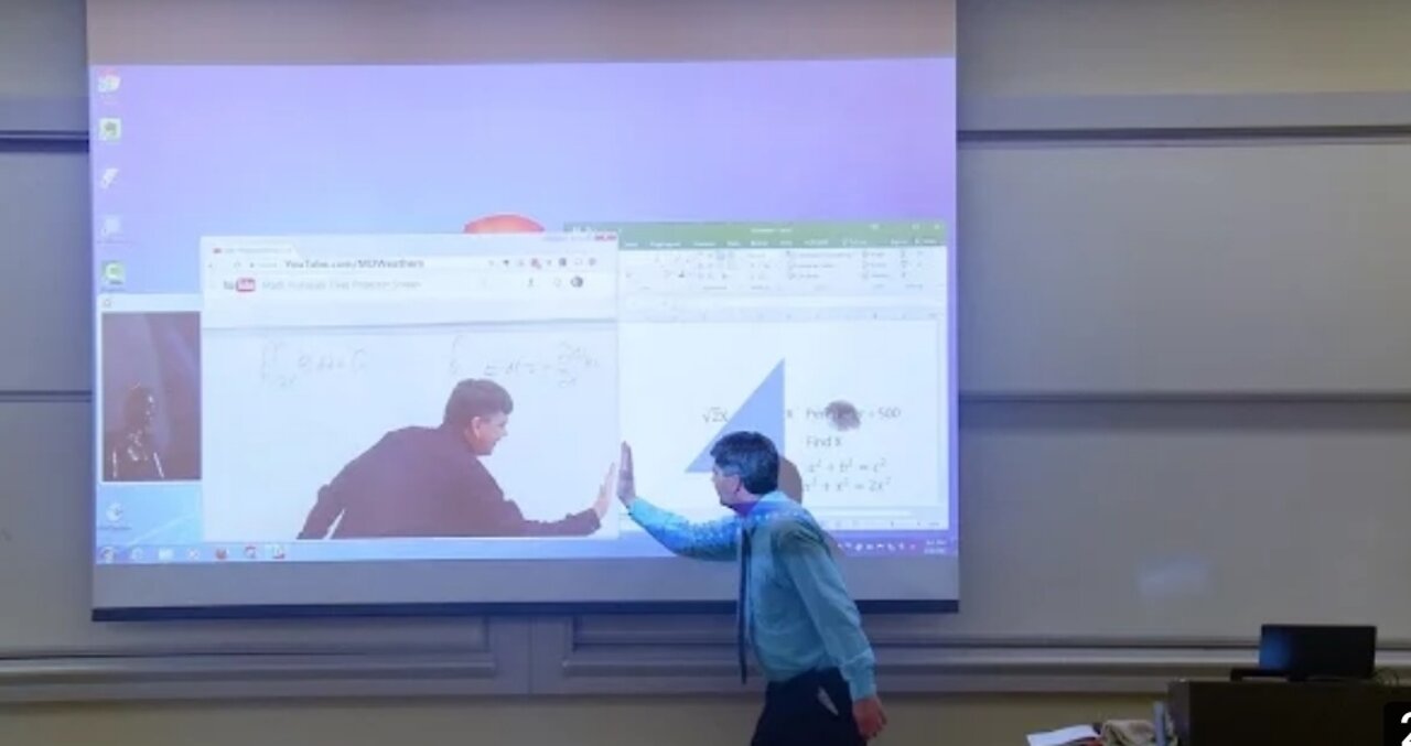 Math Professor Fixes Projector Screen (April Fools Prank)