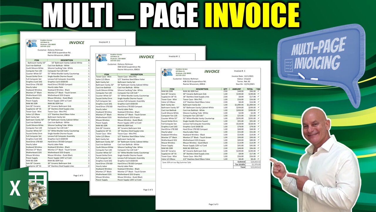 How To Create Professional Invoices With Multiple Pages In Excel [FREE DOWNLOAD]