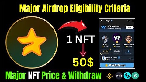 Major Airdrop Eligibility Criteria | Major NFT Price & Withdraw | Binance Listing Confirm |