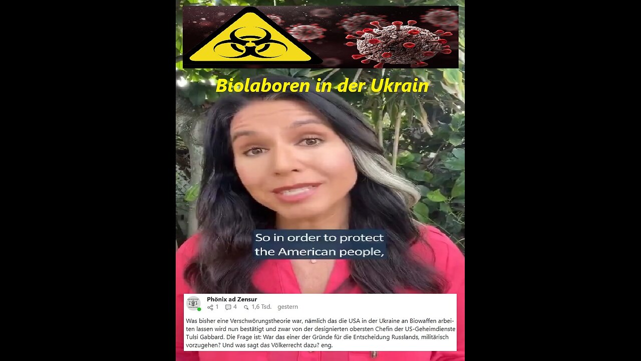 Bestädigt, Ukraine & Biowaffen, Chefin,US-Geheimdienste Tulsi Gabbard. engUTdeu