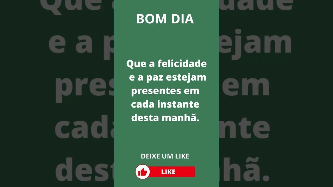 BOM DIA Que a felicidade e a paz estejam presentes em cada instante desta manhã