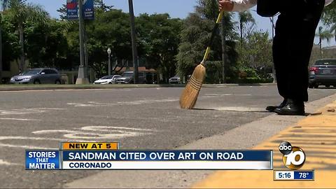 Coronado's sandman cited over art on road