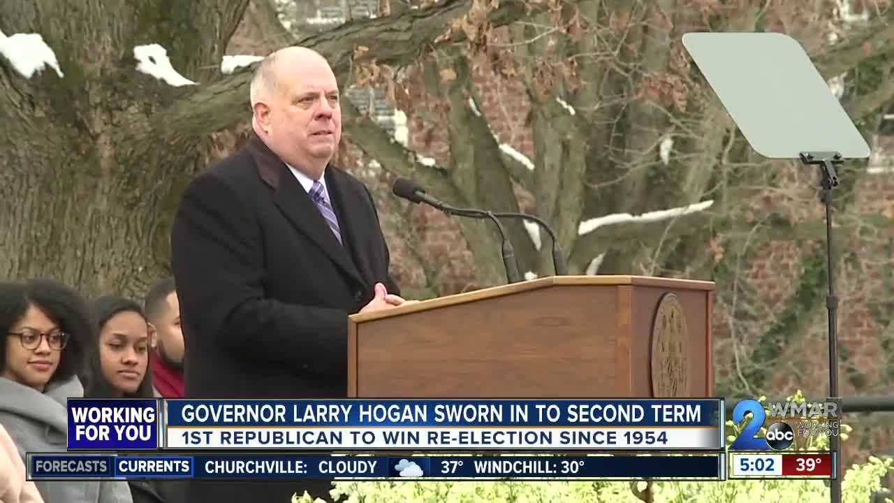 Hogan touts bipartisan success, condemns divisive politics in second inaugural address