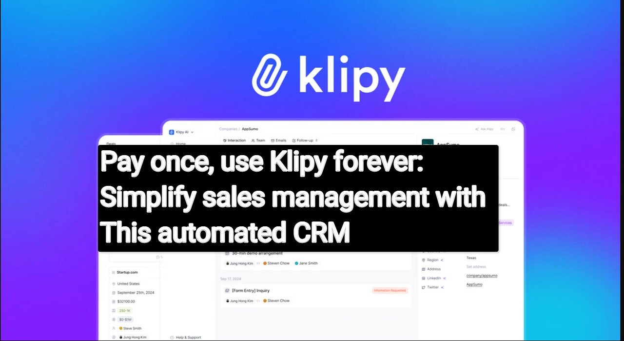 Klipy: Lifetime access for a one-time fee. Automate and streamline your sales tracking.