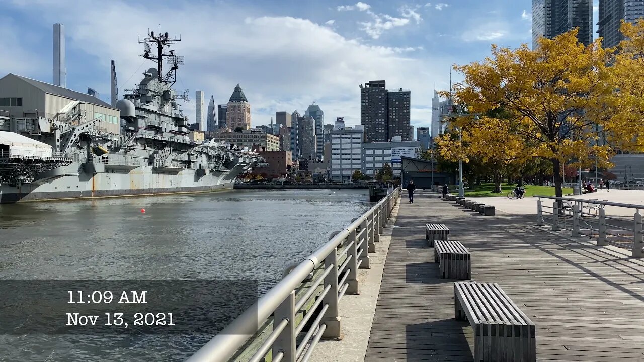 Pier 86. Intrepid. Hudson River. 4K