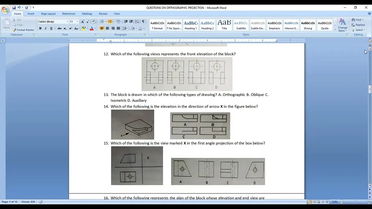 QUESTIONS ON ORTHOGRAPHIC PROJECTION PROBLEMS - 1