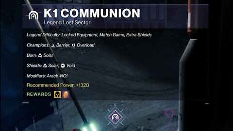 Destiny 2 Legend Lost Sector: The Moon - K1 Communion 10-1-21