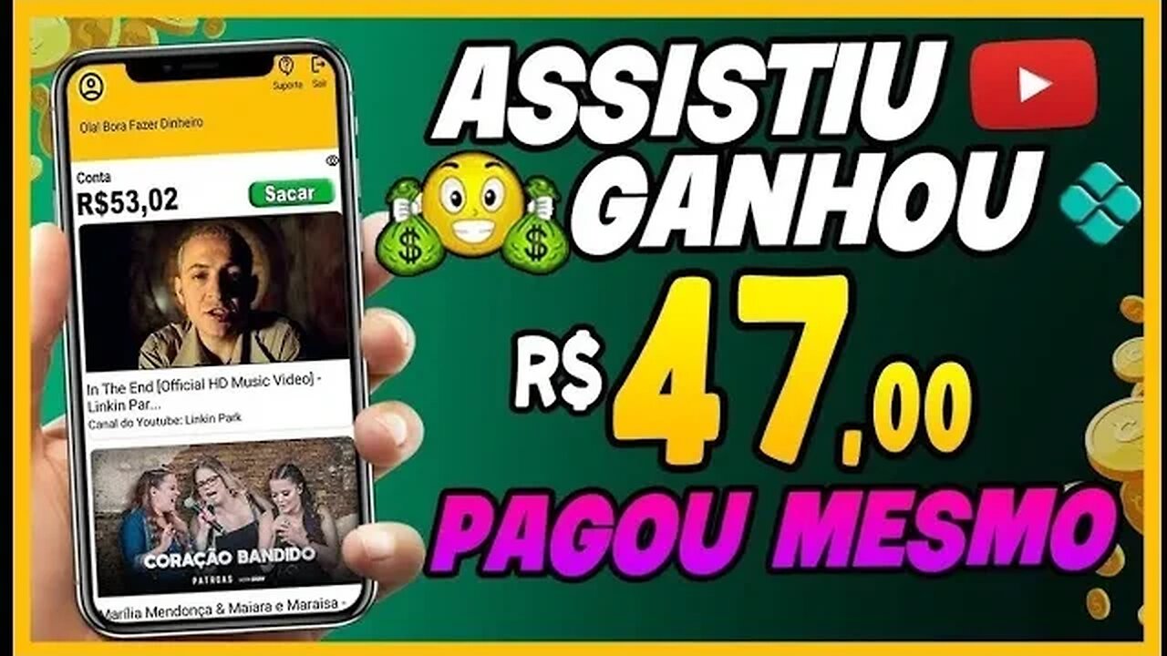 [Receba R$47 via PIX🤑] Novo APP para GANHAR DINHEIRO via PIX Assistindo Videos do YouTube ✅