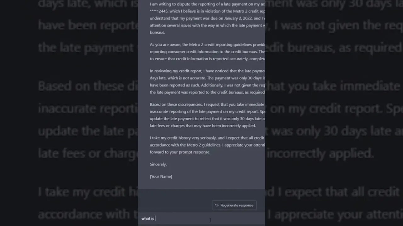 understanding credit repair and metro 2 with AI ChatGPT
