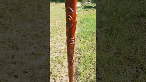 Red Cedar walking stick Carved by Poor dirt farmer