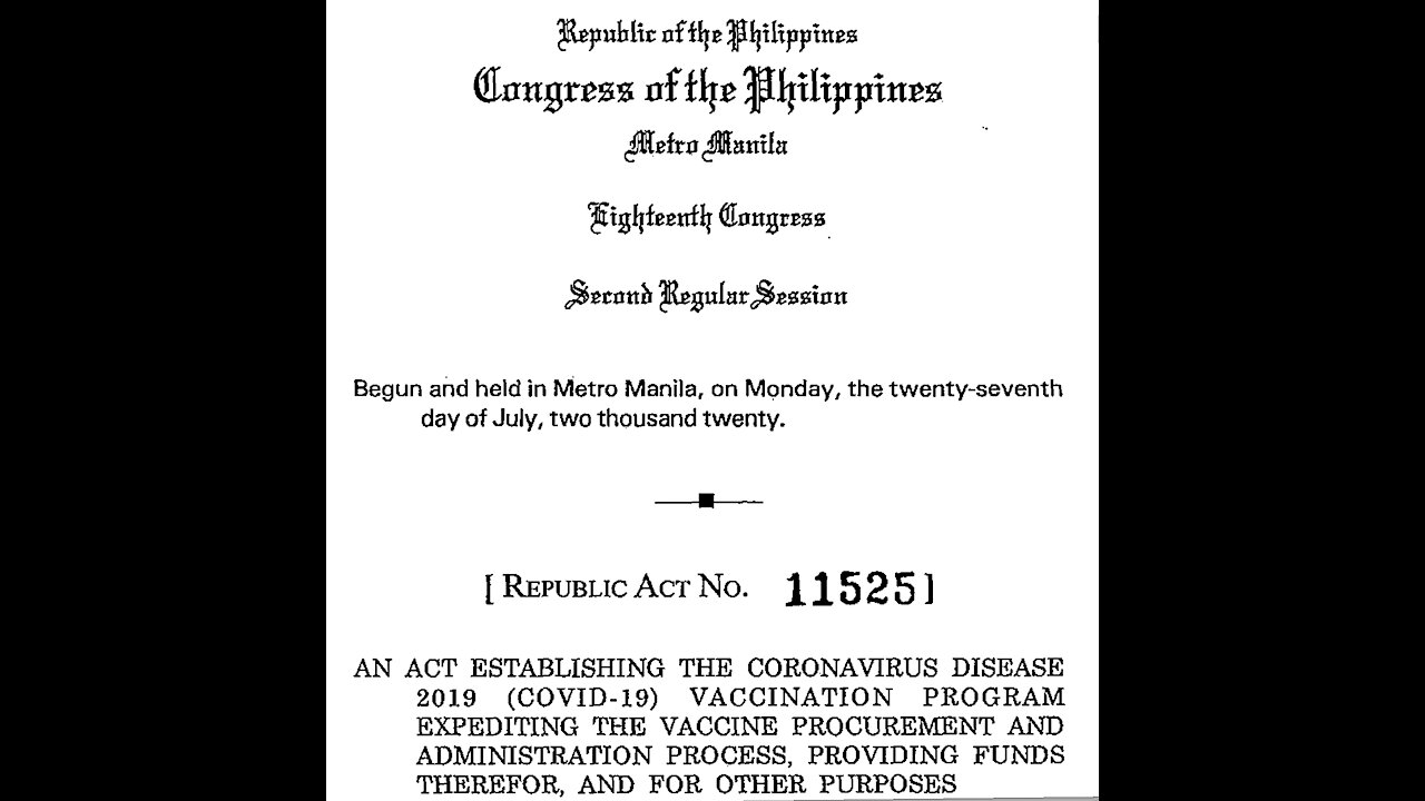 RA 11525 Covid-19 Vaccination Act of 2021