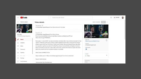 A Channel Ban Appeal Request From Clorox Corner On YouTube