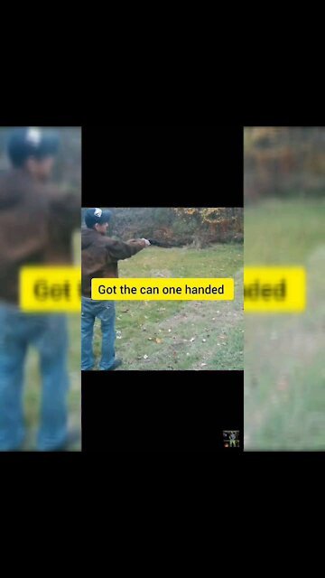 BashinBagBroz guy shoots shotgun target practice 1 handed