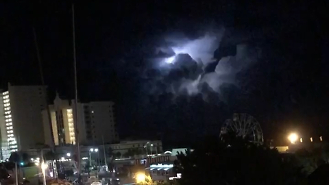 Thunder hitting the ocean captured by accident.