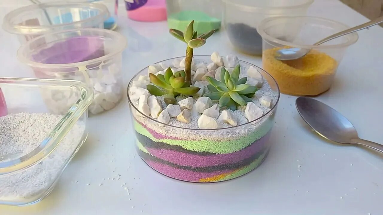 ARTESANATO COM AREIA COLORIDA/DIY/COLORED SAND/REDONDO