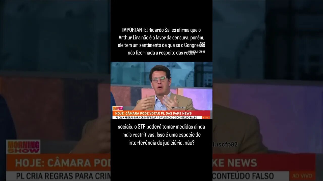 IMPORTANTE! Ricardo Salles afirma que o Arthur Lira não é a favor da censura
