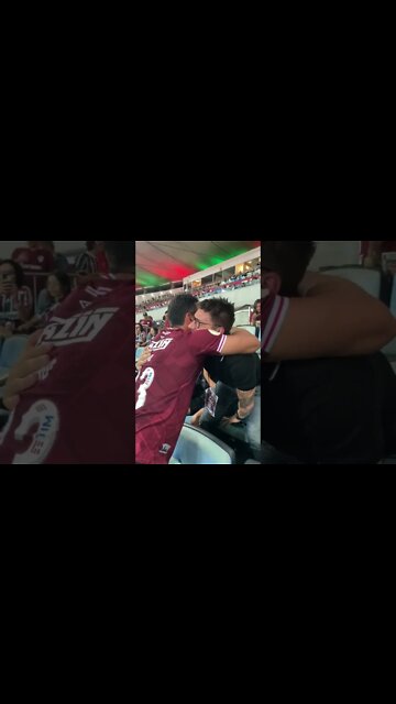 Fred reencontrando Rafael Sóbis no Maracanã