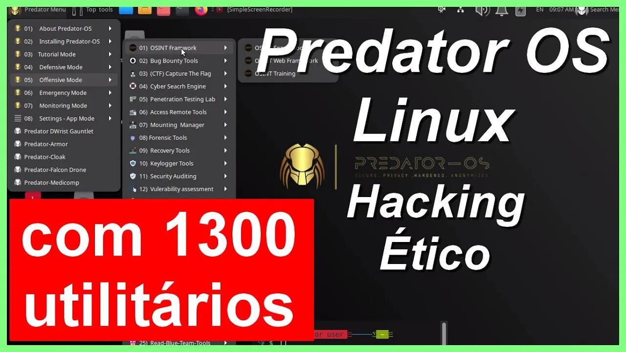 Predator OS Linux Ubuntu Hacking Ético com 1300 utilitários