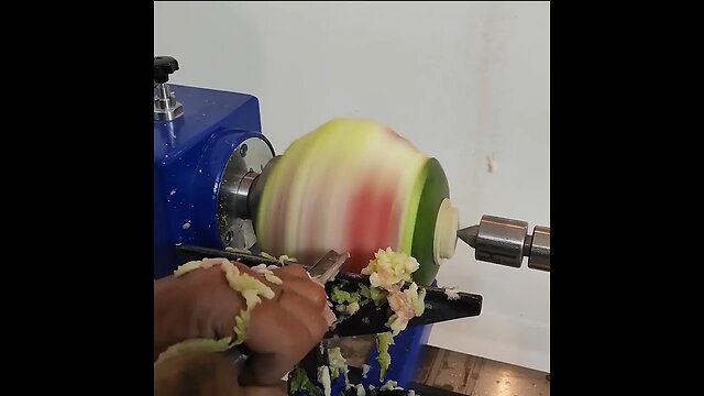 The correct way to peel the watermelon .