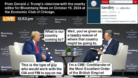 Snarky Bloomberg editor asks Trump about January 6 in interview - October 15, 2024