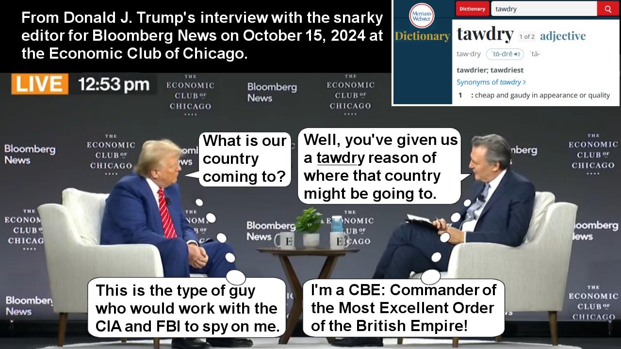 Snarky Bloomberg editor asks Trump about January 6 in interview - October 15, 2024