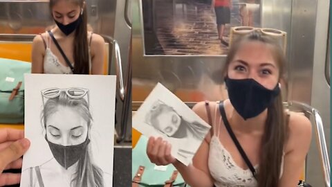 Drawing a stranger on the nyc Subway