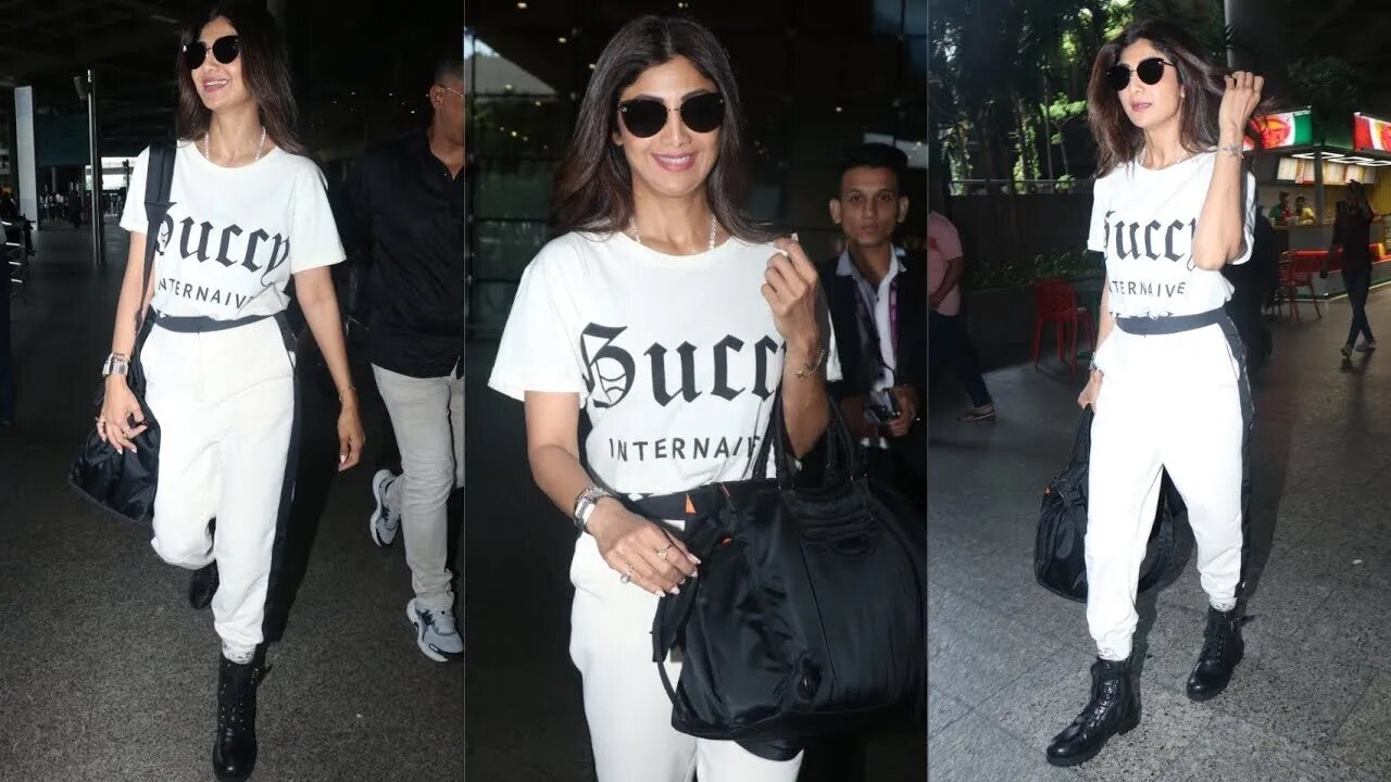 Fitness🏋🏻‍♀️ Queen 💪👑 #shilpashetty looks stunning as she arrives at the Mumbai airport ✨