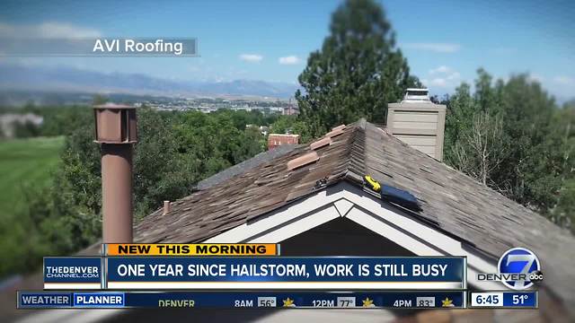 Roof repairs ongoing one year after damaging Colorado hailstorm