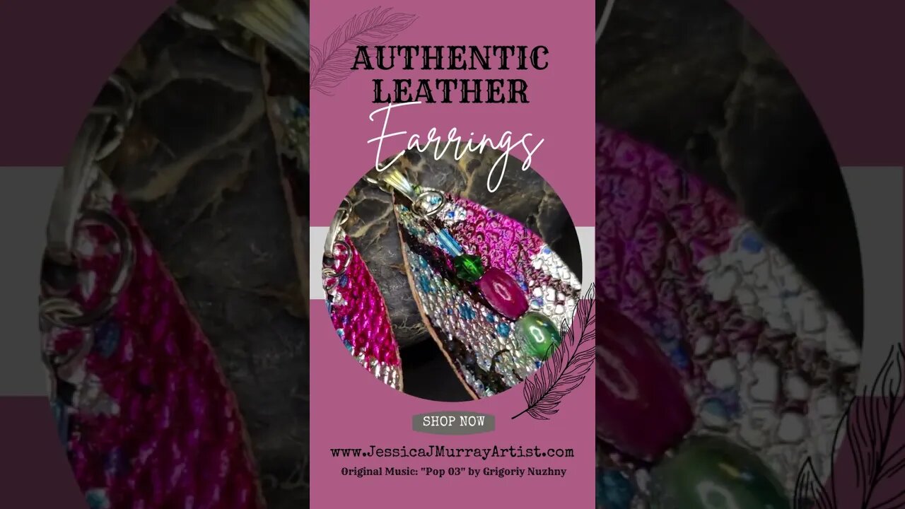 FUCHSIA AND GREEN, 3 inch, leather feather earrings