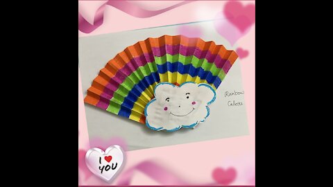 Cute cloud with beautiful rainbow with multiple colors: cute crafts for kids