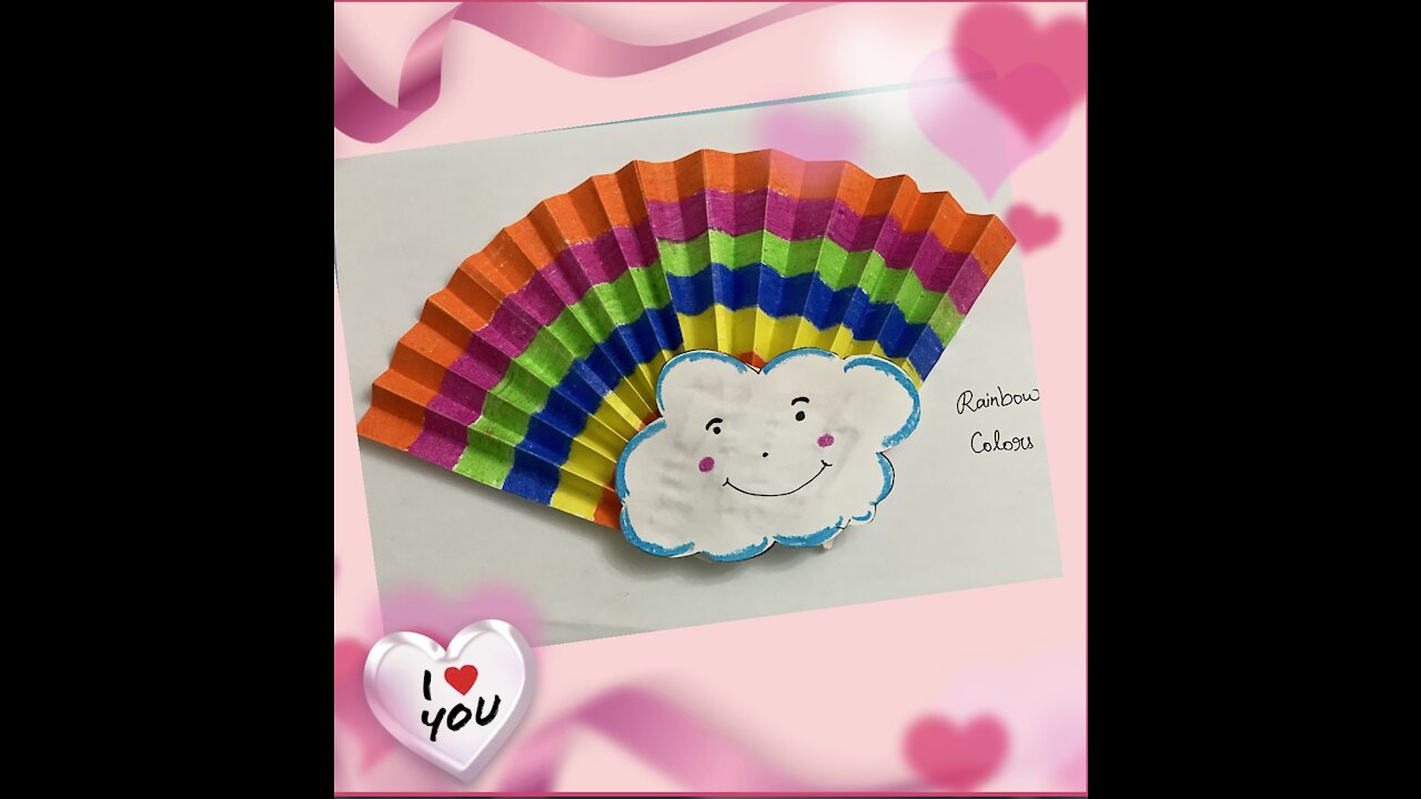 Cute cloud with beautiful rainbow with multiple colors: cute crafts for kids