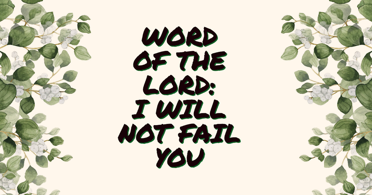 WORD OF THE LORD: I WIL NOT FAIL YOU