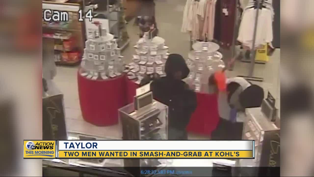 Men wanted in smash-and-grab at Taylor Kohl's