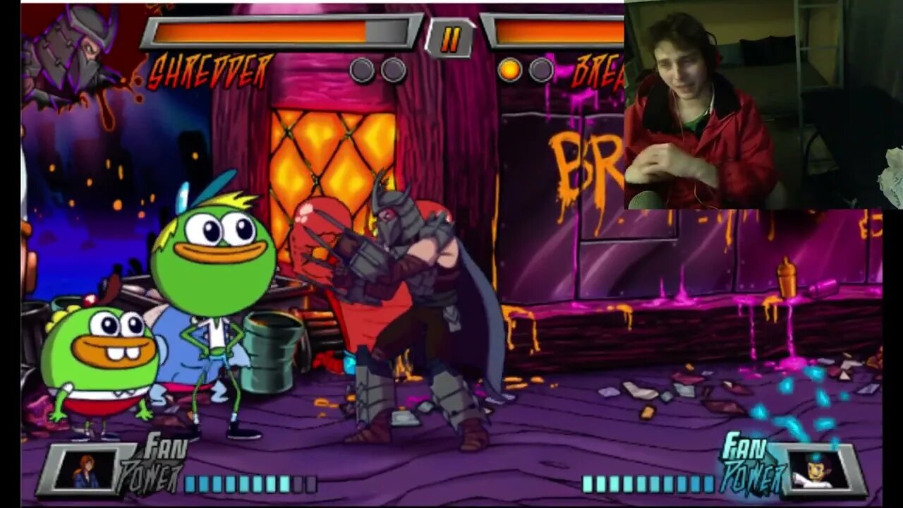 Breadwinners VS Shredder From The TMNT Series In A Nickelodeon Super Brawl 3 Battle With Commentary