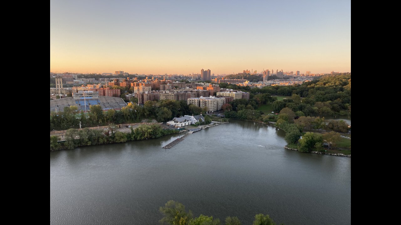 View of Inwood in Manhattan & East River (Harlem River) from window & balcony